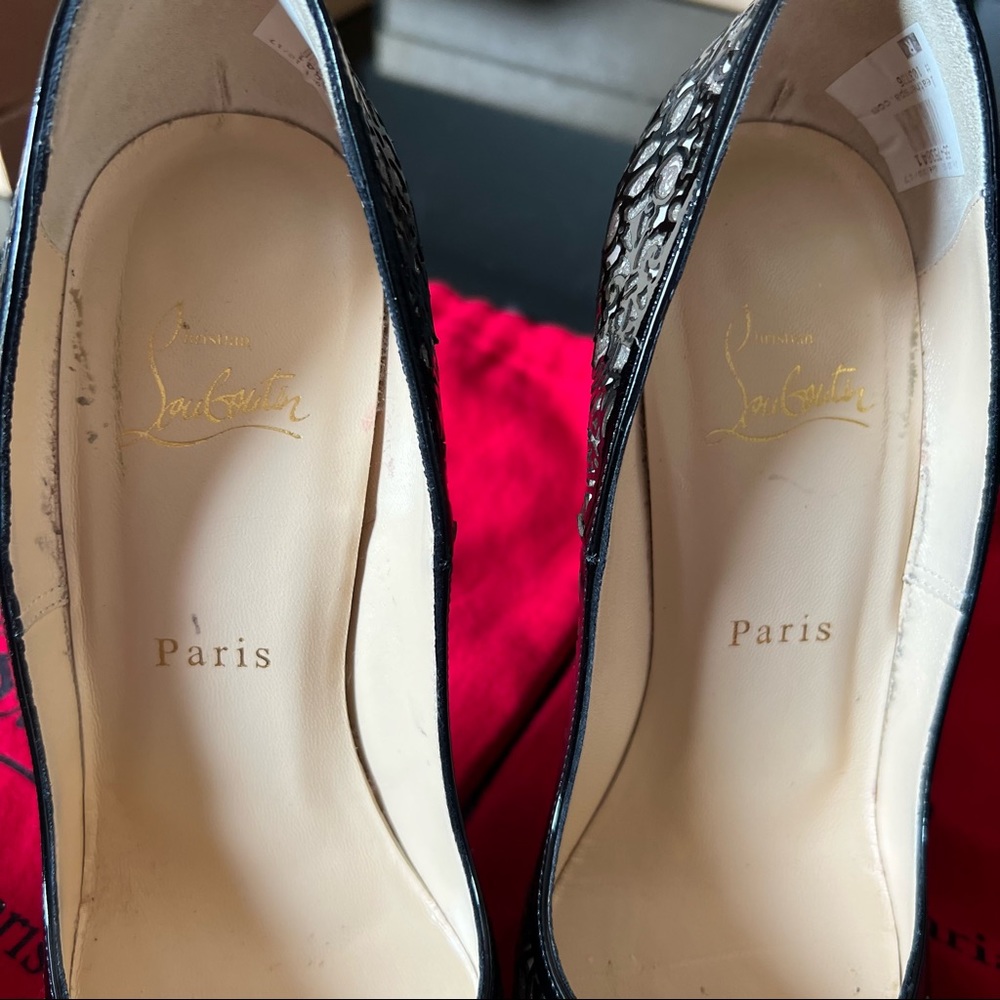 💯 Authentic Christian Louboutin So Pretty Black Beige 120 Stiletto Heels 38 US7 - Picture 9 of 13